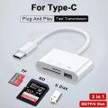 3 in 1 Lightning To TF SD Card Reader For iPhone 15 14 13 11 12 Pro Max Ipad USB Type C Memory Adapter For Samsung Huawei Xiaomi. 