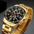 Fashion Mens Watches Luxury Stainless Steel Quartz Wristwatch Calendar Luminous Clock Men Business Casual Watch. 