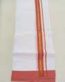 Cotton White 3.7 Meters Length Veshti with Colored Border. 