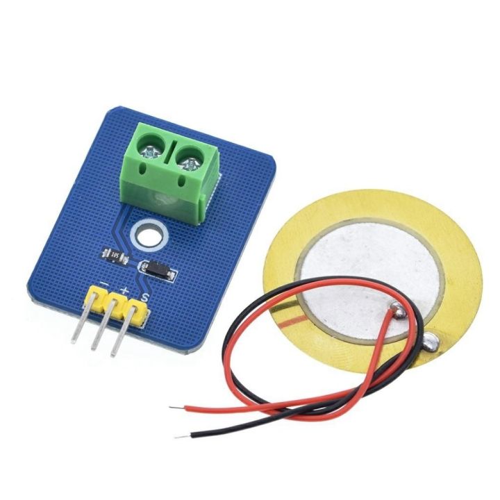 Piezo Sensor Module with Wired Piezo Plate for Arduino