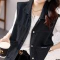 Pocket Waistcoat Spring and Summer Trendy New Women's Vest All-Match Loose Horse Denim Casual Vest plus Size 2024 Clip. 
