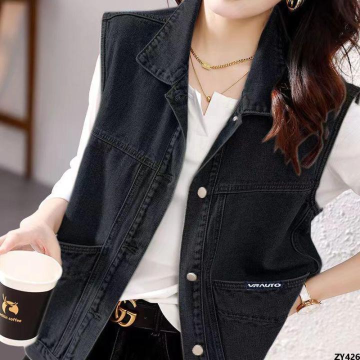 Pocket Waistcoat Spring and Summer Trendy New Women's Vest All-Match Loose Horse Denim Casual Vest plus Size 2024 Clip