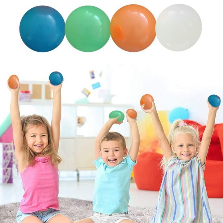 【New Arrivals】1/2/3/4/6pc Stick Wall Ball Glowing Globbles Fidget Toy Squash Xmas Sticky Target Ball Stress Ball Decompression Throw Kids Gift