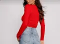 Cuelo Long Sleeve Square Neck Crop Top For Cutie. 