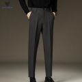 ACHS AWAKE Business Clothing Suit Pants Men's Trendy Drape Casual Straight Trousers Summer Ice Silk Cropped Pants. 
