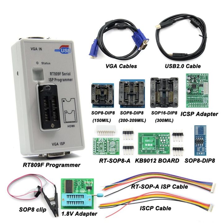 Original%20RT809F%20ISP%20Programmer/%20RT809%20lcd%20usb%20programmer%20Repair%20Tools%2024-25-93%20serise%20IC%20with%2012%20adapters%20-%20Image%202