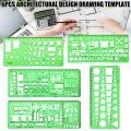 6 Pcs Architect Multi Purpose Drawing Template Set House Plan Interior Design and Furniture Drafting Tool Ruler. 
