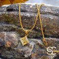 Gold Plated Guaranteed 1.5MM New Trend Stylish Diamond Chain 1824 Inch Beautiful Design With Box Alva Fixed Stone Pendant. 
