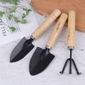 3Pcs/set Mini Garden Tool Sets Shovel Rake Spade Bonsai Tools Set Wooden Handle. 