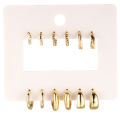 Enacolor 6Pairs/Set Vintage Twist Geometric Circle Hoop Earrings for Women Gold Metal Fashion Accessoreis Jewelry. 