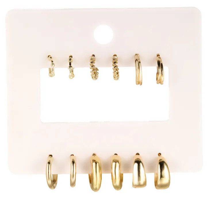 Enacolor%206Pairs/Set%20Vintage%20Twist%20Geometric%20Circle%20Hoop%20Earrings%20for%20Women%20Gold%20Metal%20Fashion%20Accessoreis%20Jewelry%20-%20Image%208