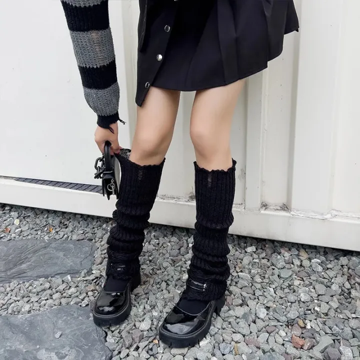 Y2K%20Harajuku%20Style%20Japanese%20Lolita%20Leg%20Warmers%20Women%20Ankle%20Warmer%20Girls%20Gothic%20Long%20Socks%20Thin%20Knitted%20Cosplay%20Heap%20Heap%20Socks%20-%20Image%203
