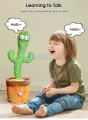 Dancing Cactus Talking Plush Toy with Singing & Recording Function - Repeat What You Say - Pack of 1, Rechargeable Cable Included. 