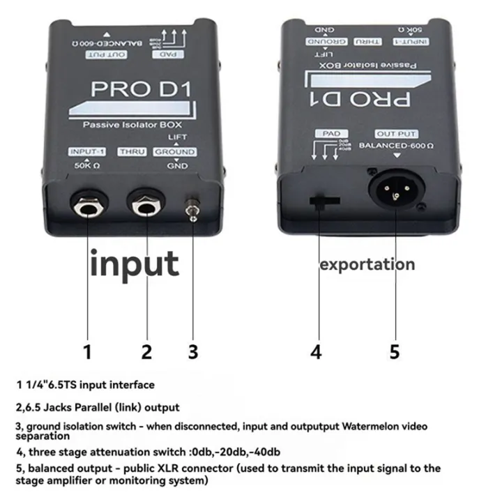 PRO%20D1%20Audio%20Isolator%20Mixer%20Microphone%20Common%20Ground%20Filter%20Bass%20Guitar%20DI%20Box%20Instrument%20Sensor%20-%20Image%206