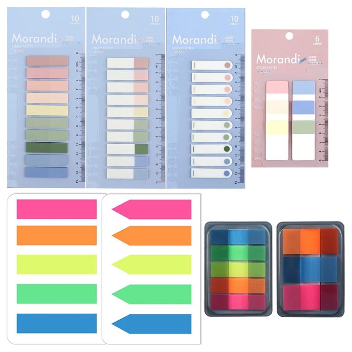 8 Pack 1020 Pieces Sticky Index Tabs with Ruler, Writable File Tabs ...