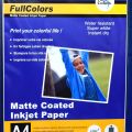 A4 Ink Jet Matt Coted Papers 106 GSM 100 Pack Water Proof  For School / Class Projects/ DVD Cover Printing ETC. 