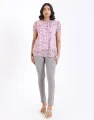 Spring & Summer Floral Puff Sleeves Top with Back Keyhole. 