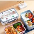 Ins Kawaii Sticker Organizer Lunch Box Container With Cover Compartment Storage Breakfast Boxes Student Food Box Set. 