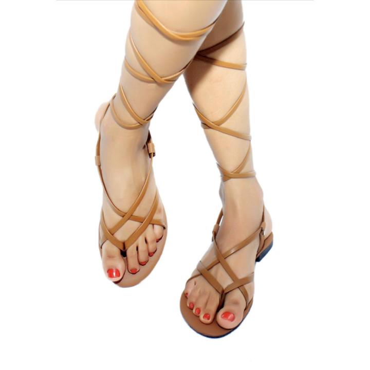 Flat Shoes Freedom Feet high-quality Ladies Brown Tie Up Sandals