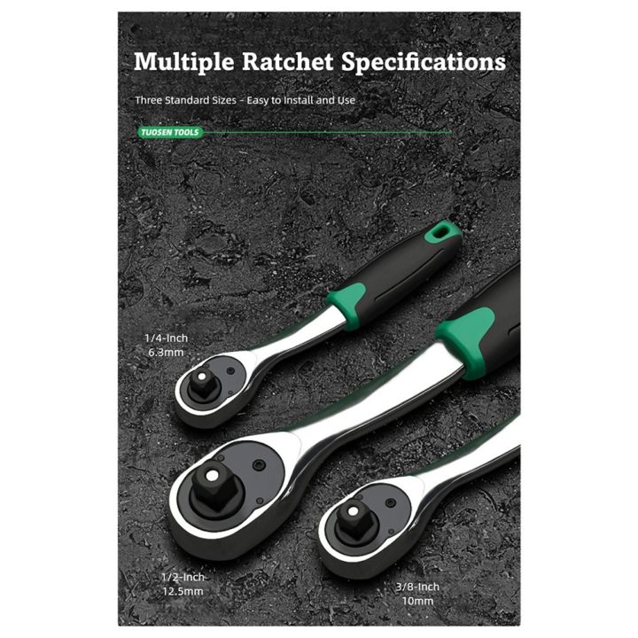 TUOSEN Multi-Function Hand Tool 72-Tooth Quick Release Ratchet Wrench ...