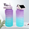 3 Pack Water Bottles Set with 2L Large Bottle 900ML Portable Bottle and 300ML Mini Bottle Motivational Drinks Bottle with Time Marker Leak-Proof Gradient Water Jug. 