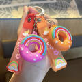 Fashion Kawaii New Food Donut PVC Keychain For Women Men Cute Backpack Pendant Accessories Aesthetic Couples Gift Car Key Ring. 
