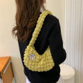 Pleated Cloud Bubble Shoulder Bag Tote Bag Solid Color Plaid Large Capacity Crossbody Bag Travel. 