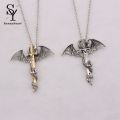 Sunny Punk Men Glow In The Dark Dragon Sword Pendant Chain Necklace. 