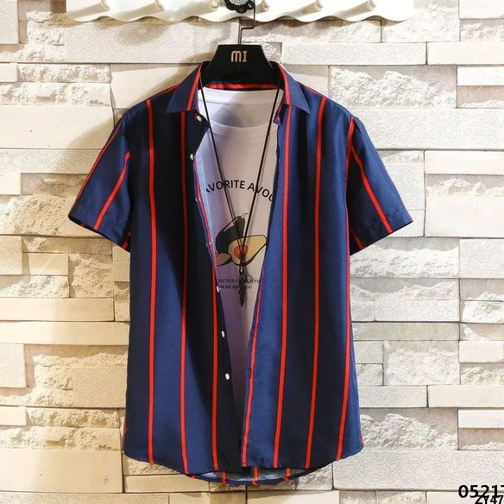 Shirt%20Trendy%20New%20Short%20Pattern%20Selected%20Summer%20Lined%20Thin%20Thick%20Shirt%20Business%20Men%20Vertical%20Version%20Men's%20Slim%20Summer%20Sleeve%20Shirt%20Men's%20Clothing%20-%20Image%204