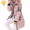 Cotton Coat with Faux Fur Collar Stylish Warm Women's Winter Cotton Coat with Hood Pockets Windproof Mid Length Slim Fit Down Jacket Faux Fur Collar Winter Jacket. 