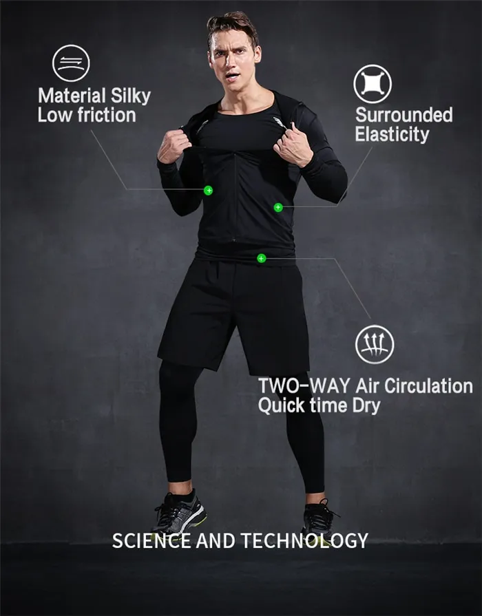 Sportswear Männer Quick Dry Fitness Wear 5 Stück Workout Gym Sets Männer Compres