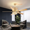 Ceiling Fan Gold Light Ceiling Fan Tuya Smart Crystal LED Chrome Wind Light Bedroom Living Room 42 Inch 52 Inch Remote Control. 