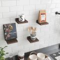 Small Floating Shelves, 5X5 Inches Wall Shelf Set of 4, Rustic Wood Small Wall Mounted Shelves for Bedroom, Living Room, Kitchen, Bathroom Decor. 