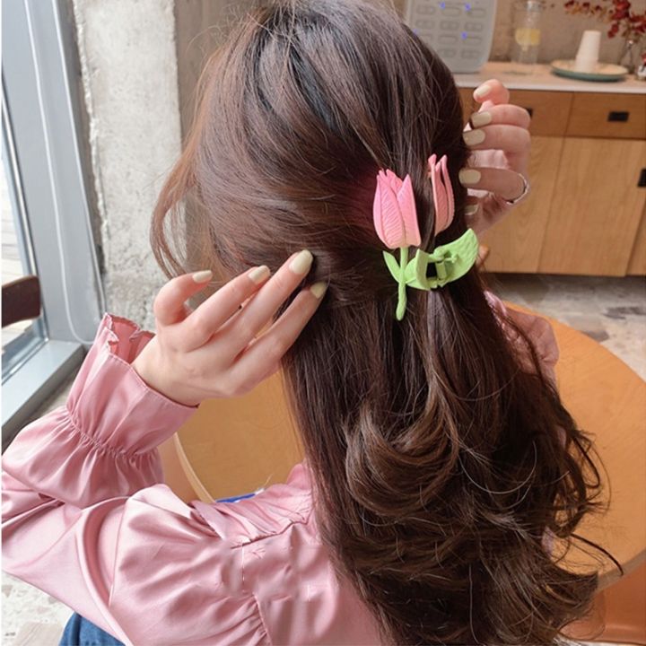 Korean%20Sweet%20Colorful%20Tulip%20Flower%20Hairpins%20/%20Fashion%20Cute%20Large%20Hair%20Clip%20Hair%20Decorate%20/%20Women%20Elegant%20Hair%20Claw%20Hair%20Accessories%20-%20Image%203