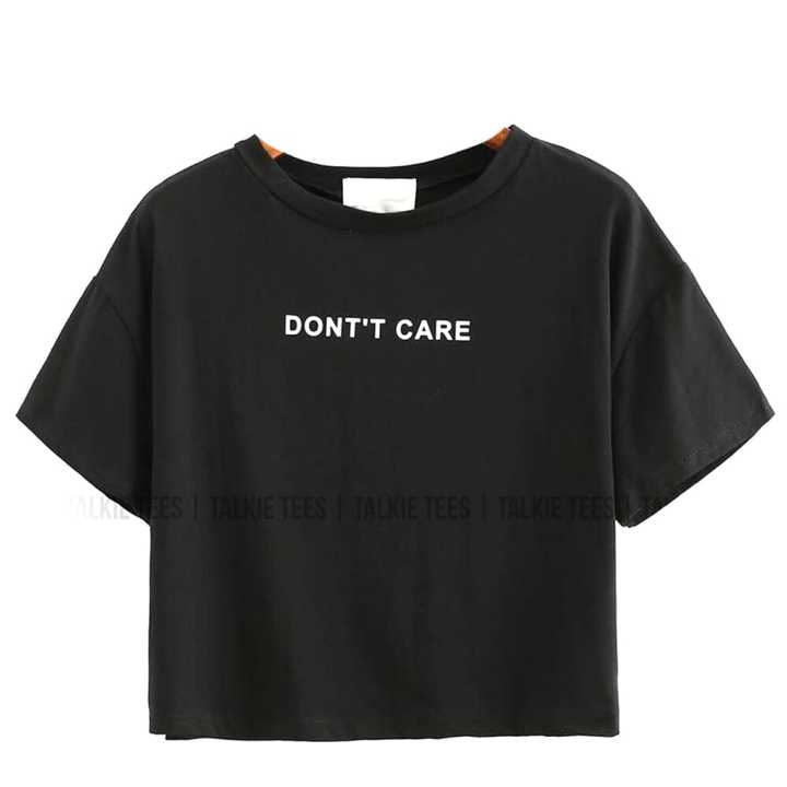 Don't Care print Women Crop T Shirt Black Color | TT9071 , crop top for women