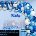 Royal Blue Silver White Baby Blue Balloon Garland Arch Accessories, for Blue Theme Party Decoration, Weddings, Baby Shower, Birthday Graduation Party Supplies or Arch Décor - Pure Latex Balloons-Helium -100 Pcs. 
