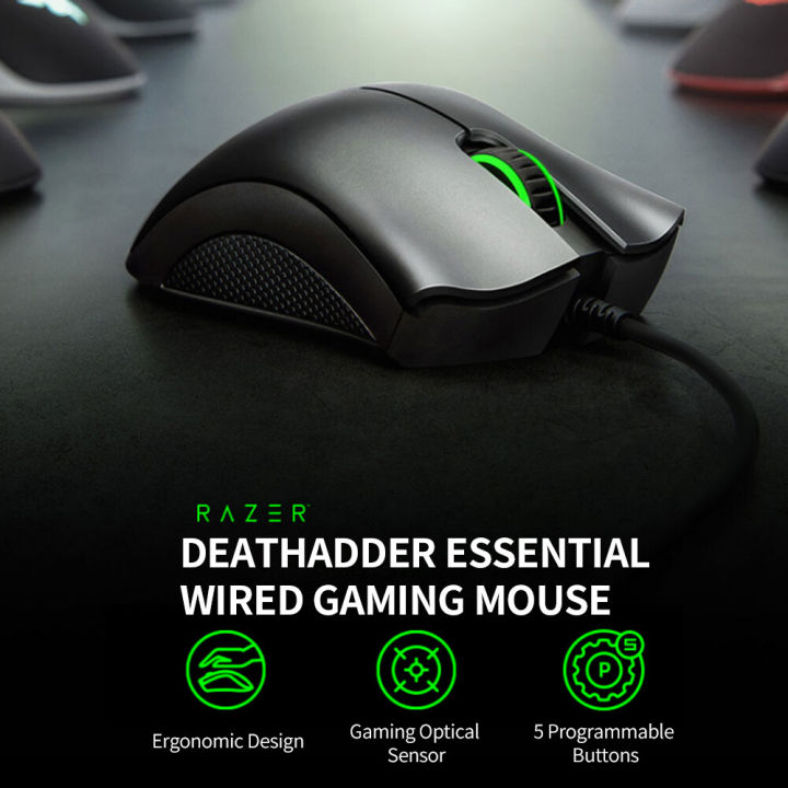 Razer%20DeathAdder%20Essential%20Wired%20Gaming%20Mouse%20Ergonomic%20Mice%20with%206400DPI%20Optical%20Sensor%205%20Programmable%20Buttons%20White%20(2021%20Version)%20-%20Image%205
