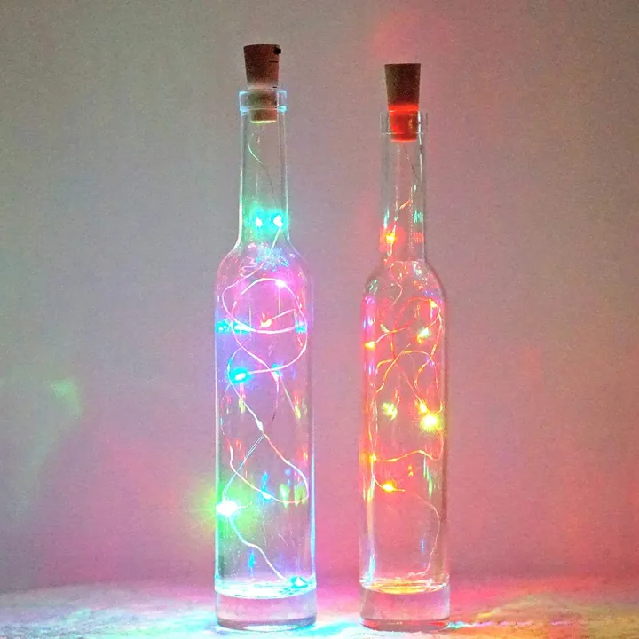 LED Decorative Bottle Lights with Cork & String Lights - LED Lights in Wine Bottle Wine bottle with fairy light inside - battery LEDs Cork Lights for Wine Bottles Battery (Included) Powered Fairy Mini String Lights for DIY Jar Lighting Indoor Bedroom Part