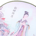 Round Hand Fan Chinese Style Vintage Printing Silk Fan Wedding Dance Accessory. 