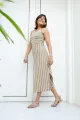 Adela Midi Dress-Beige. 