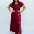 Plain Side Button Long Frock. 