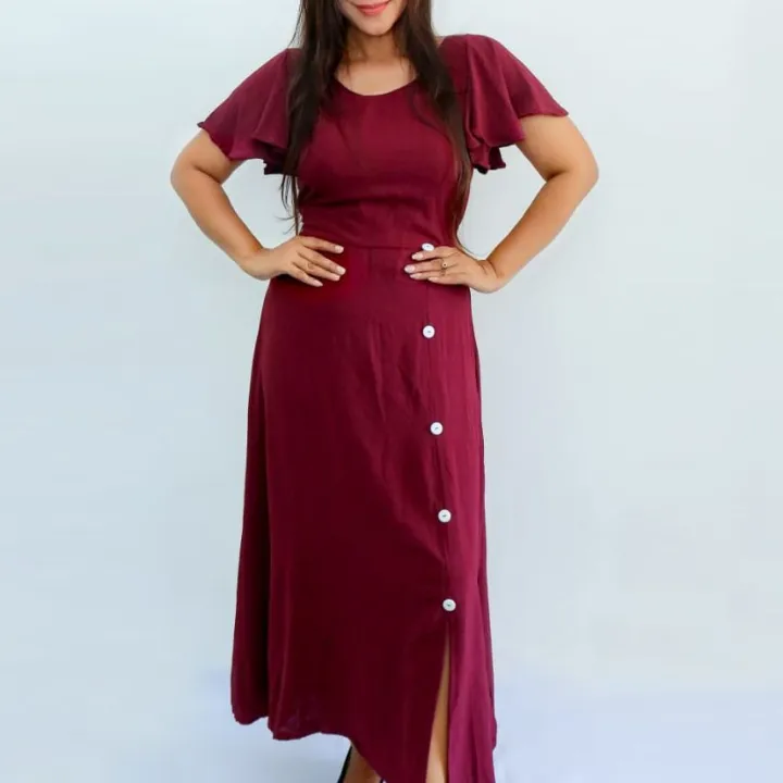 Plain%20Side%20Button%20Long%20Frock%20-%20Image%202