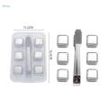 Stainless Steel Ice Cubes Cooling Cube Reusable with Tongs and Cube Tray Whisky Ice Cubes Chilling Stones for Home Wedding 2.5cm. 