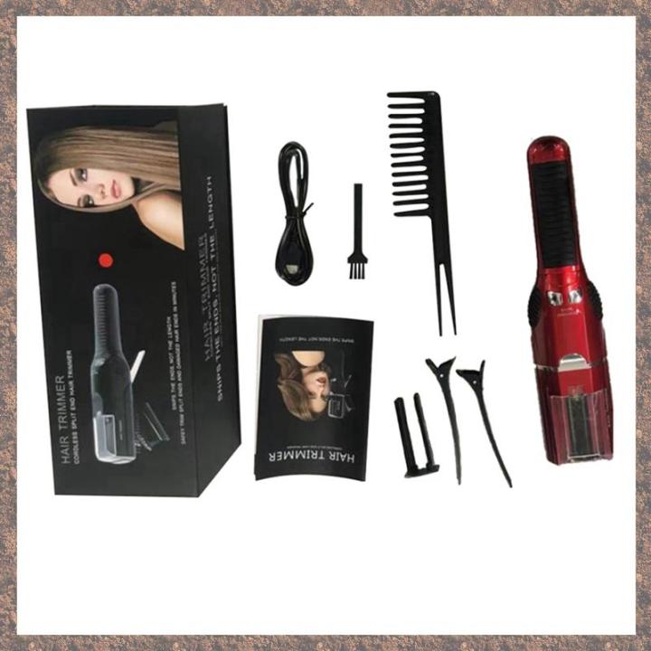 Household Hair Split Trimmer Rechargeable Professional Hair Clipper Smoothing End Cutter Beauty Kit Package Red