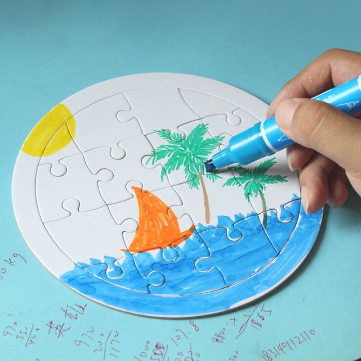 Blank Coloring Puzzle Paper White Mold Board Children DIY Production ...