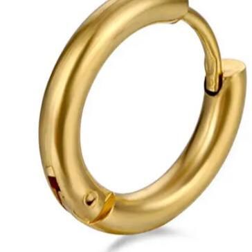 Stainless Steel Round Hoop Earrings For Men Gold Color- One Piece ...