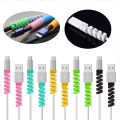 Cable Protector 4 in 1 Pack Holder Organizer Winder Clip Charger Cord Silicone Spiral Cover Flexible Protective Sleeve Charging Cable Protector Cable Protector for Mobile Phones And Laptops. 