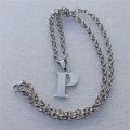 Stainless Steel Necklace N Letter Pendant with Stainless Steel O-chain Alphabet Jewelry For Girls Boys. 