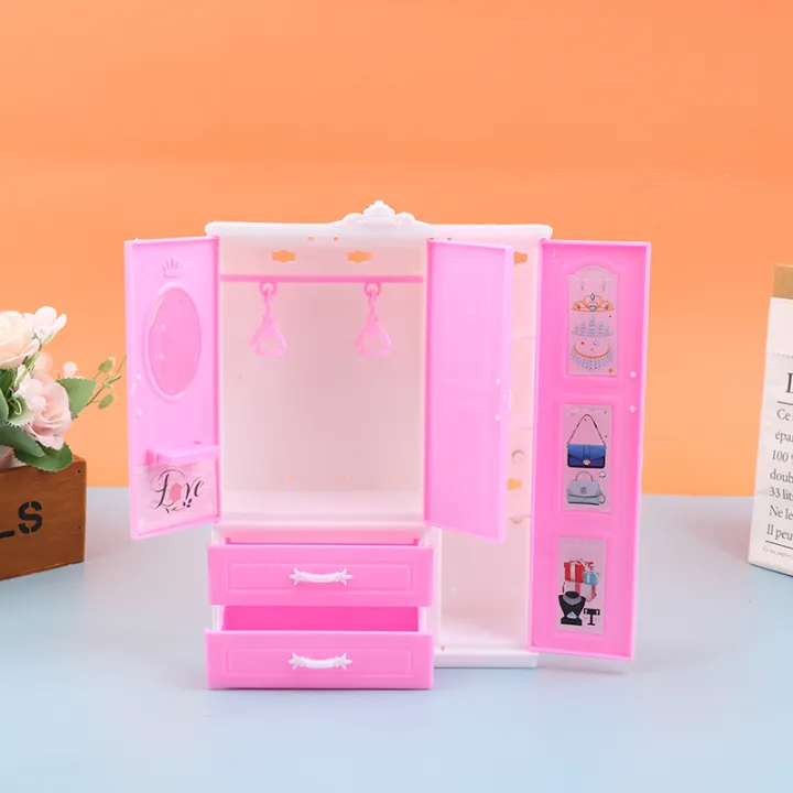 1/12%201/6%20Dollhouse%20Miniature%20Pink%20Plastic%20Wardrobe%20for%20Dolls%20House%20Accessories%20MJK%20-%20Image%203