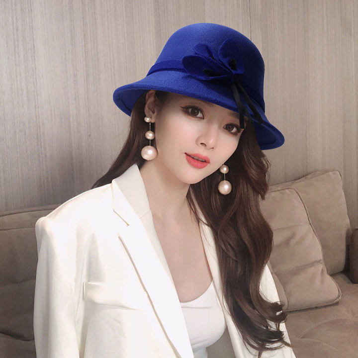 chunren%20Women's%20Jazz%20Cap%20Retro%20Winter%20Fedoras%20Bucket%20Hat%20Felt%20Hat%20Bowknot%20Trilby%20-%20Image%204